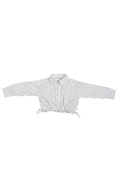 ASG TEKSTİL Cămașă pentru fetiță cu dungi negre de culoare albă