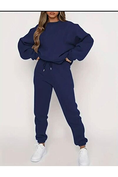 FİTGO Жіночі спортивні штани з бавовняною підкладкою, синього кольору, з гумо...