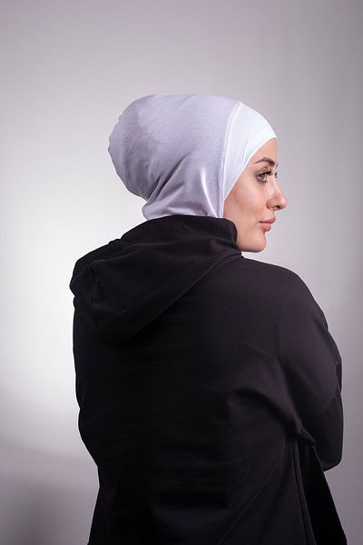 HÜRREM BONE White Practical Ready Interlocking Bonnet Viscose Fabric Hijab Sports 2106_42