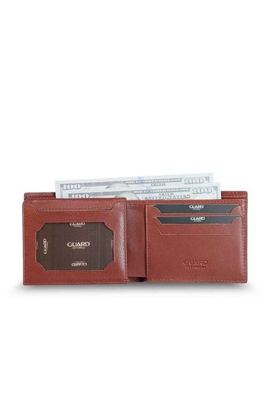 GUARD Knitted Patterned Tan Brown Genuine Leather Men's Wallet - Grd2412Wt1067