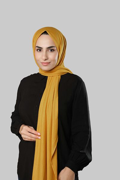 HÜRREM BONE Galben uni șal clasic viscoză lycra bumbac pieptănat202101_59