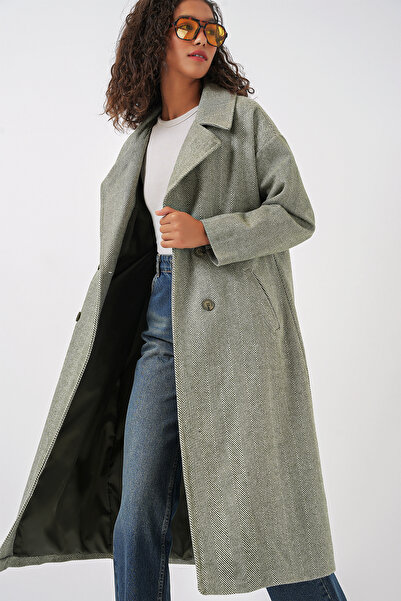 Bigdart 9113 Model - Oversize Woolen Wide Cut Cashew Coat - Çağla