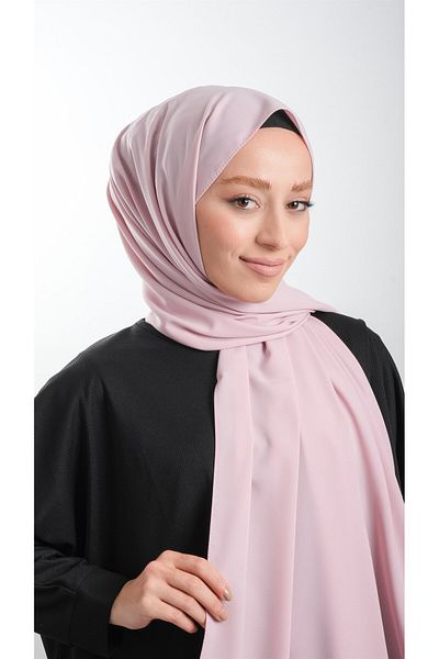 HÜRREM BONE 202103 _04 - Ροζ Κλασικό Απλό Σάλι Medina Silk Plain