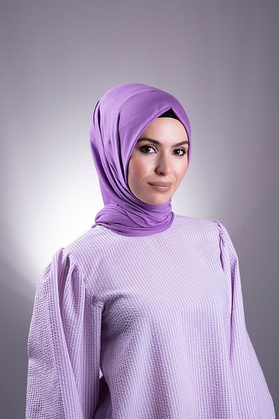 HÜRREM BONE Mov uni șal clasic țesătură viscoză Lycra bumbac pieptănat 202101_22