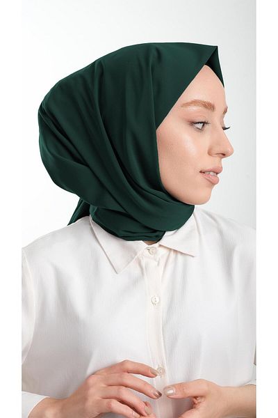 HÜRREM BONE Σμαραγδένιο απλό κλασικό σάλι Medina Silk Plain 202103 _37