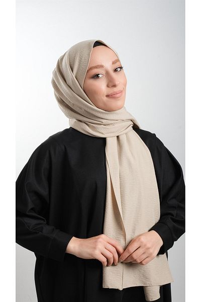 HÜRREM BONE Μπεζ απλό κλασικό σάλι Cotton Jazz Plain 202105 _12