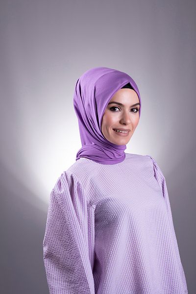 HÜRREM BONE Mov uni șal clasic țesătură viscoză Lycra bumbac pieptănat 202101_22