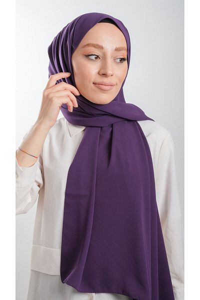 HÜRREM BONE Purple Plain Classic Shawl Medina Silk Plain 202103_22
