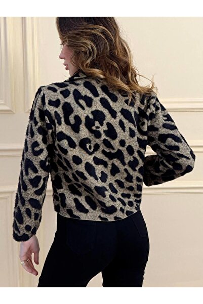 Maldia Shop Women's Soft Feathered Leopard Cardigan