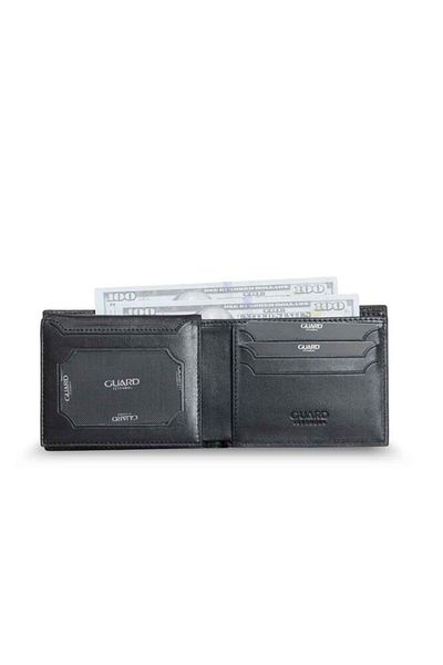 GUARD Knitted Pattern Black Genuine Leather Men's Wallet - Grd2412Wt974
