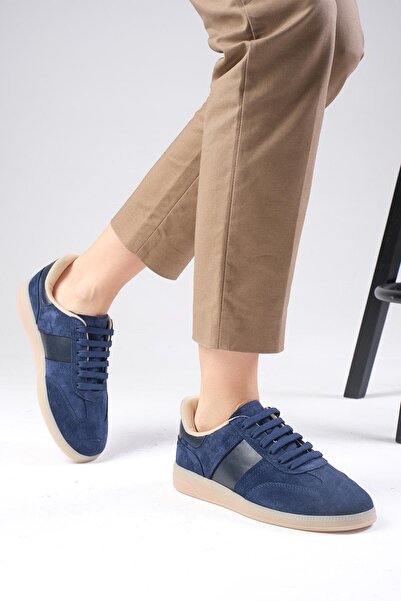 Mio Gusto Nicole Genuine Suede Navy Blue Women's Casual Sneakers