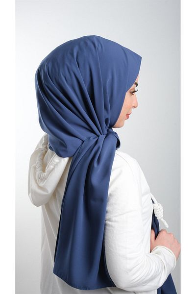 HÜRREM BONE Indigo Plain Κλασικό Σάλι Medina Silk Απλό 202103 _34
