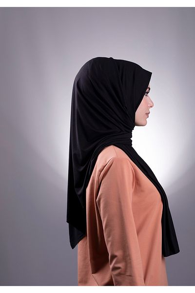 HÜRREM BONE Black Plain Classic Shawl Viscose Fabric Lycra Combed Cotton 202101_01