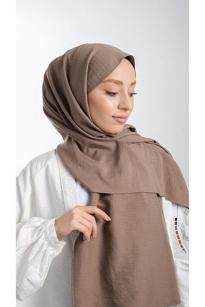 HÜRREM BONE Dark Mink Απλό Κλασικό Σάλι Cotton Jazz Plain 202105 _38