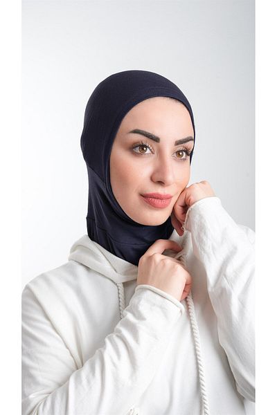 HÜRREM BONE Practical Navy Blue Hijab Sports Hijab - Ready Snap, Sandy Fabric 2113_02