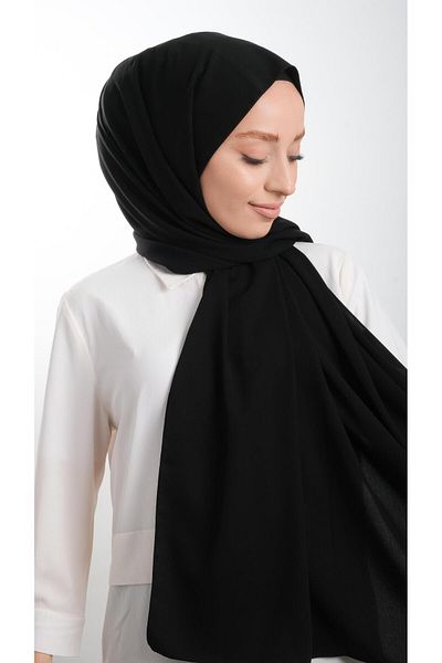 HÜRREM BONE Black Medina Silk Shawl Medina Silk Plain Classic 202103_01