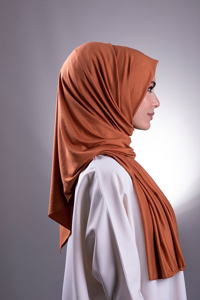 HÜRREM BONE Tan Plain Classic Shawl Βισκόζη Ύφασμα Lycra Χτενισμένο Βαμβάκι 202101 _33