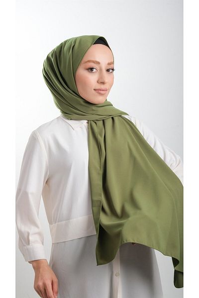 HÜRREM BONE Ελιάς Απλό Κλασικό Σάλι Medina Silk Plain 202103 _53