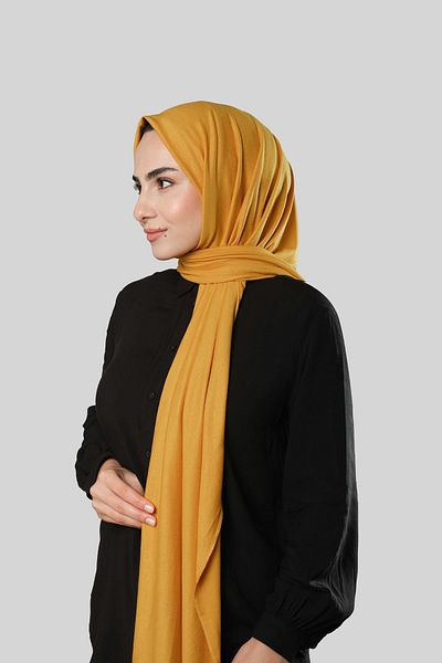 HÜRREM BONE Galben uni șal clasic viscoză lycra bumbac pieptănat202101_59