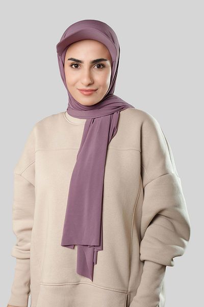 HÜRREM BONE Dusty Rose Practical Ready-Made Hijab Σάλι με Καπέλο Sandy Plain 3008_18