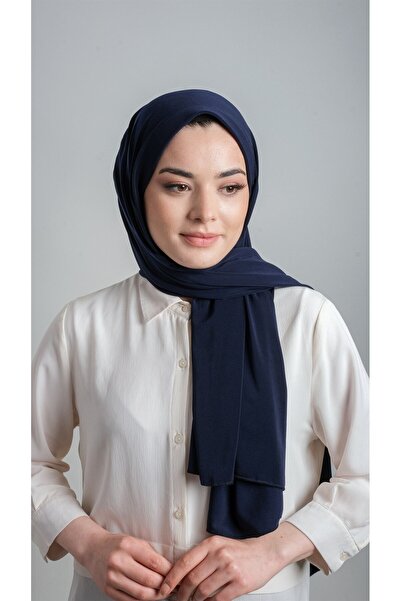 HÜRREM BONE وشاح متشابك عملي جاهز باللون الأزرق الداكن قماش رملي عادي 1817_02