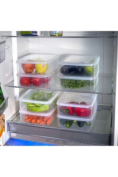 Ecolux Vacuumed 100% Leak Proof 2 Pieces 3.5 Lt Large Size Rectangular Food Storage Container Set with Indicator