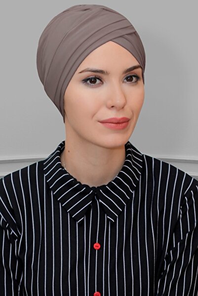 HÜRREM BONE المنك العملي الجاهز حجاب بونيه ساندي قماش ثلاثة صليب 1803_10