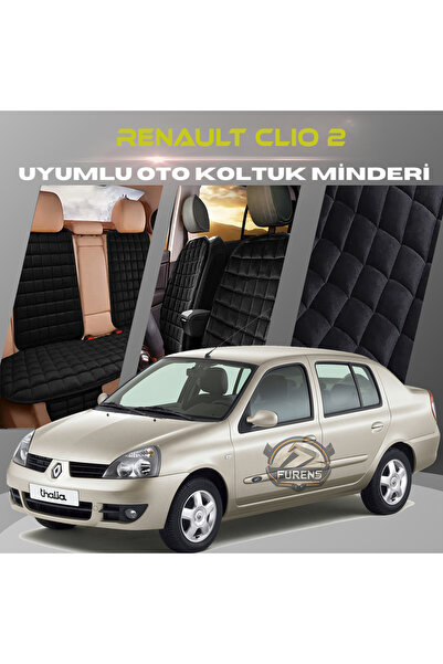 SHOOPLAA مجموعة وسائد مقعد السيارة لرينو كليو 2 باللون الأسود مع جيوب من الري...