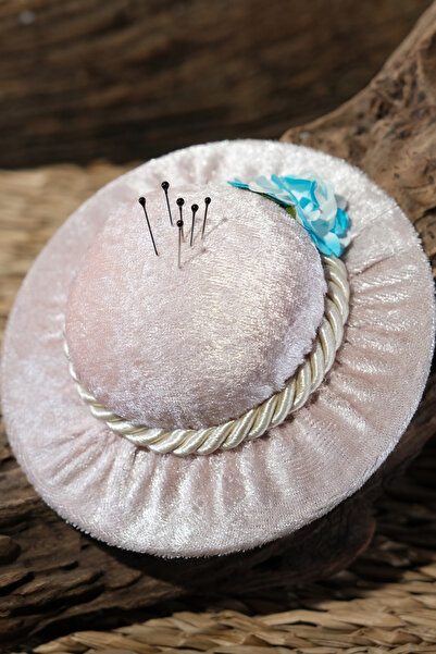 HÜRREM BONE Pembe Eşarp Şal Iğnedanlık Kadife Çiçekli Şapkalı 5002_04