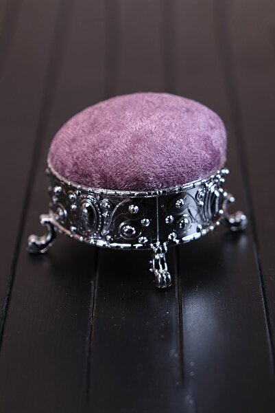 HÜRREM BONE Suport pentru ace pentru eșarfă Dusty Rose, catifea, argintiu, cu...