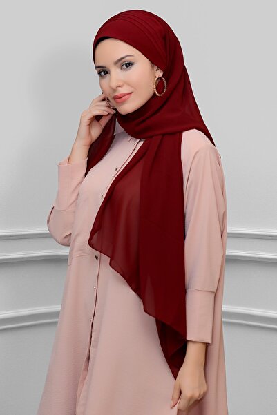 HÜRREM BONE Roșu Claret Spate Legat șal șifon Cruce Bandă Drapat 1911_16