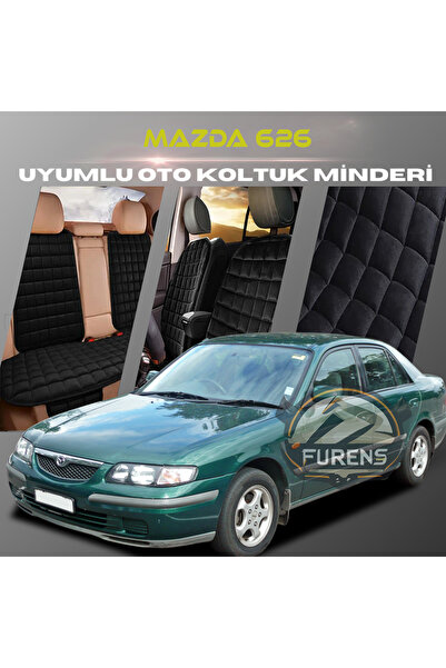 SHOOPLAA طقم وسائد مقعد السيارة مازدا 626 باللون الأسود مع جيوب ريش تايلاندية...