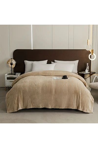 textile dünyası Wellsoft Striped Tv Blanket - Single and Double