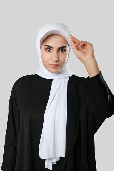 HÜRREM BONE White Practical Instant Hat Hijab Shawl Sandy Plain 3008_42