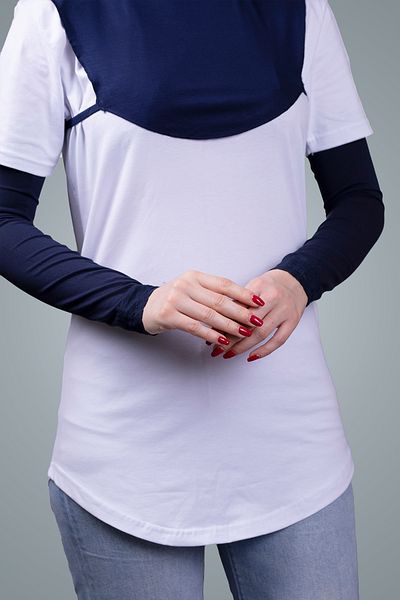 HÜRREM BONE Hijab bleumarin mânecă pentru braț țesătură de viscoză dantelă 1002_02