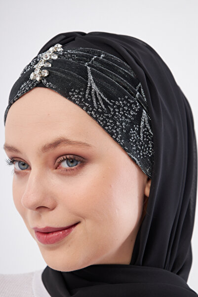 HÜRREM BONE Gray Stone Tie Back Shawl Chiffon Floral Pattern 2319_15