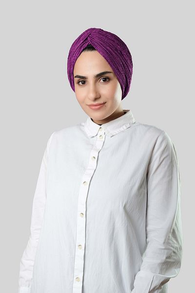 HÜRREM BONE Şarabi Cruce Adunată Plisă Hijab Boneta Fukuro Self Model 2316_08