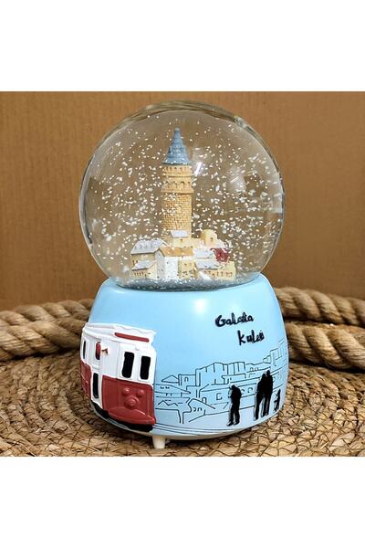 keyfim shop Galata Kulesi Büyük Boy Işıklı Müzikli Otomatik Püskürten Kar Küresi