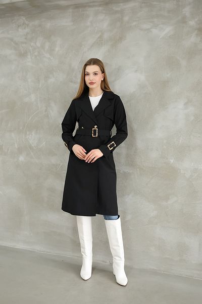 IŞILDA FASHION Women's Clothing Buttoned 105 cm Trench Coat