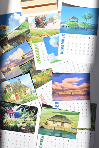 GÖKÇETasarım 2026 Studio Ghibli Desk Calendar (İngilizce) / Anime Aesthetic Calendar