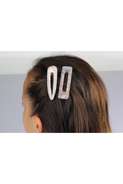 VOBEEYKU مشبك مزدوج أبيض لامع