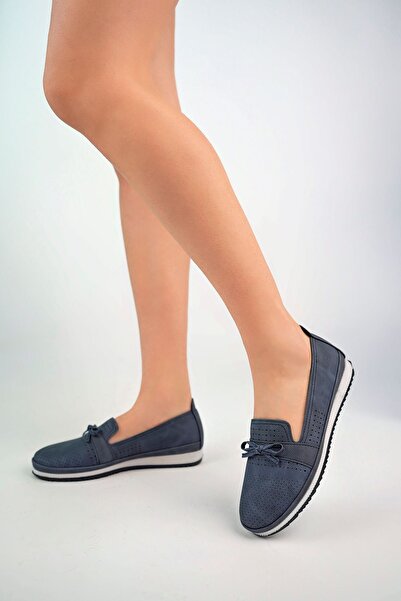 epaavm حذاء نسائي من الدنيم باللون الأزرق الداكن مع نعل عريض من الليزر