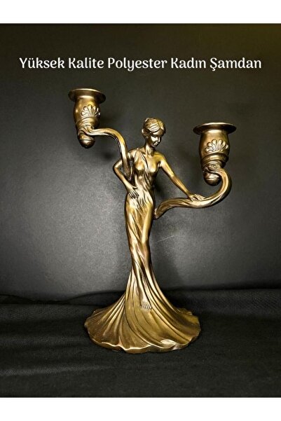 Tuana Trend Yüksek Kalite Polyester Kadın Şamdan Mumluk Dekoratif