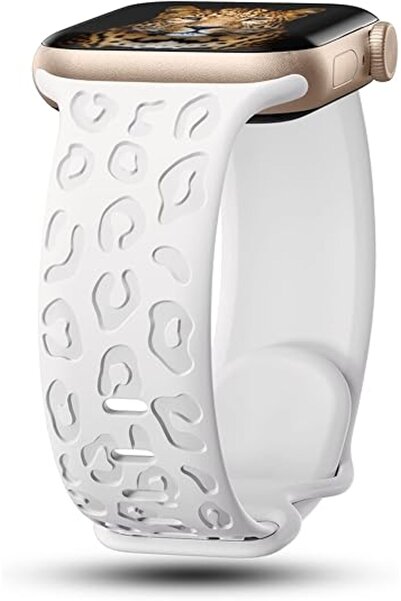 UnDePlus Apple Watch 44/45/46/49mm Kordon Leopar Desen Yumuşak Silikon Kordon 2/3/4/5/6/se/7/8/9/10/11/ultra