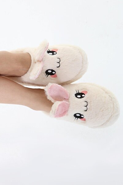 Beyond Women's Cream Rabbit Soft Furry Gondola Home Slippers 3cm Byndfkb01