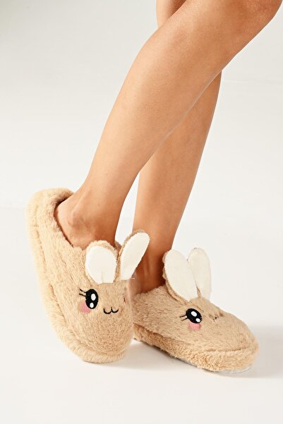 Beyond Women's Tan Rabbit Soft Furry Gondola House Slippers 3cm Byndfkb01