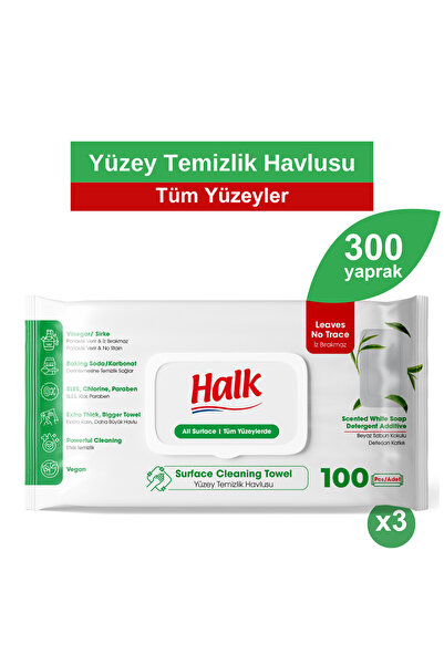 Halk Yüzey Temizlik Havlusu 100 Yaprak X 3 Adet