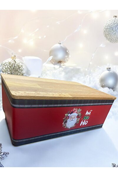 Yenigeldi Μεταλλικό χριστουγεννιάτικο στολίδι 1 τεμαχίου, κουτί ψωμιού με ξύλινη σανίδα κοπής, διαστάσεις 30*20*11 εκ., κουτί πολλαπλών χρήσεων
