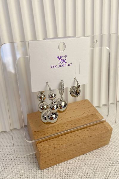 DEMOKAN Women's Ysx Series 3-Piece Heel Hoop Earrings
