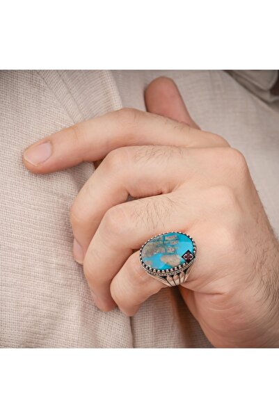 vevasilver Firuze Taşı 925 Ayar Gümüş Erkek Yüzük